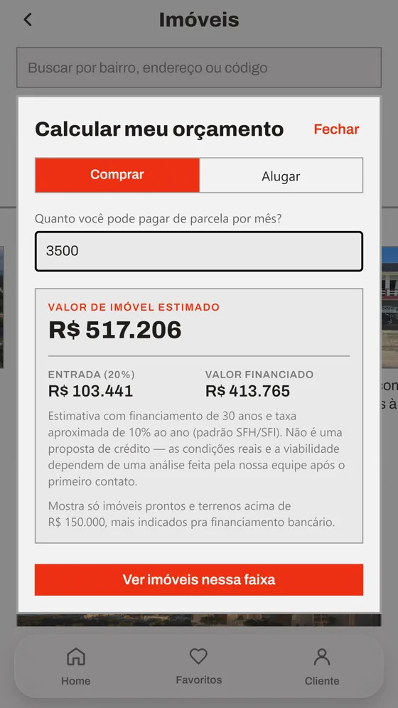 Calculadora de orçamento