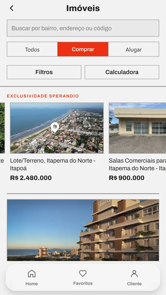 Lista de imóveis à venda